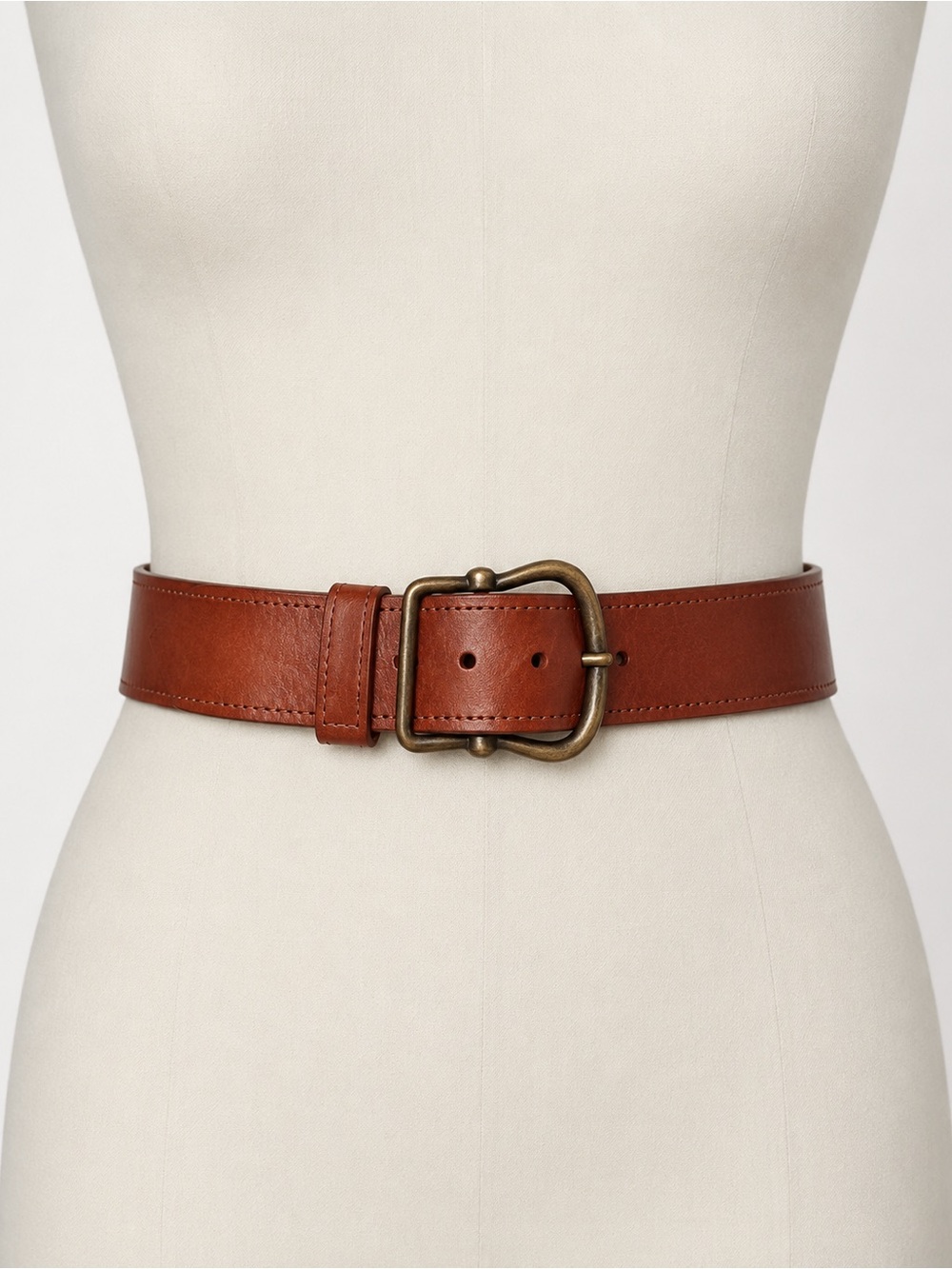 Sellier French Cuir de Vachette Brown Wide Leather Belt 95/38 Brass Buckle